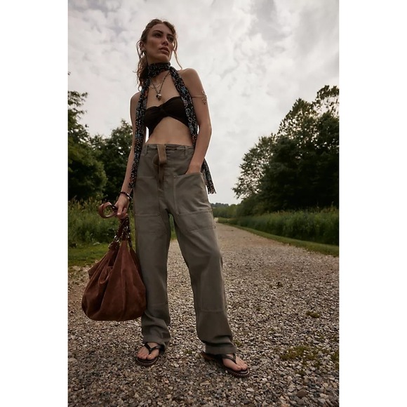 Free People Pants - Free People We The Free Double Knee Workwear Pants Olive Green Utility S
